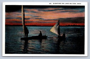 J96/ Lake Milton Ohio Postcard c1910 Eventide Sailboats  298