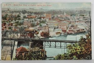 PA Bird's Eye View of Easton Below 4th Street 1908 to Norwood Postcard P15