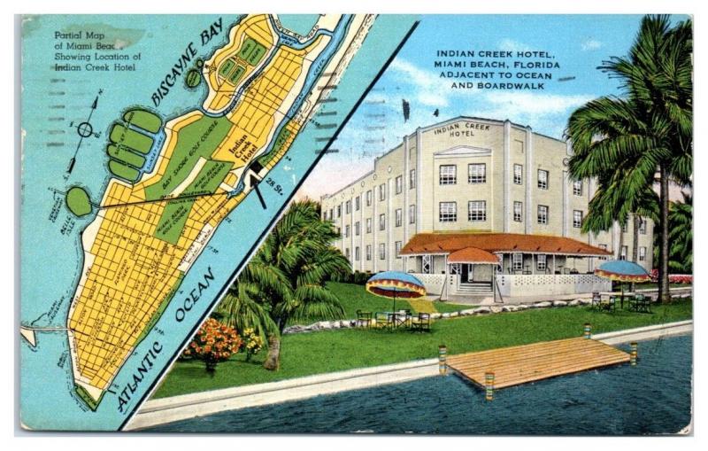 1951 Indian Creek Hotel, Miami Beach, FL Postcard