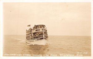 J67/ Ship Island Mississippi RPPC Postcard c1940s Pan American Clipper Cline 247