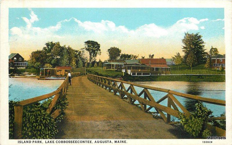 1920s AUGUSTA MAINE Island Park Lake Cobbosseeconte TEICH postcard 11150