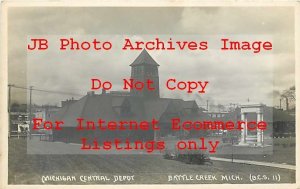 Depot, Michigan, Battle Creek, RPPC, Michigan Central Railroad, BCS Photo No 7