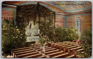 Newport Rhode Island c1910 Postcard Interior Of St. Joseph's Church