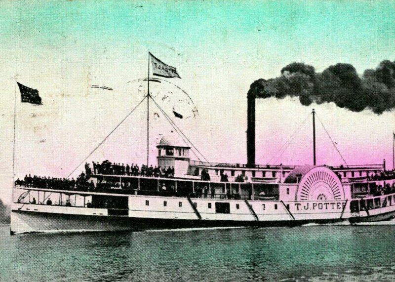 Steamer TJ Potter En Route  Long Beach Washington WA 1910 Vtg Postcard