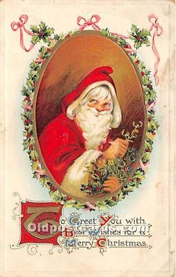 Santa Claus Christmas 1914 missing Stamp yellowing from age