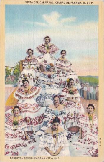 Panama City Carnival Scene Locals In Typical Costume 1941 Curteich