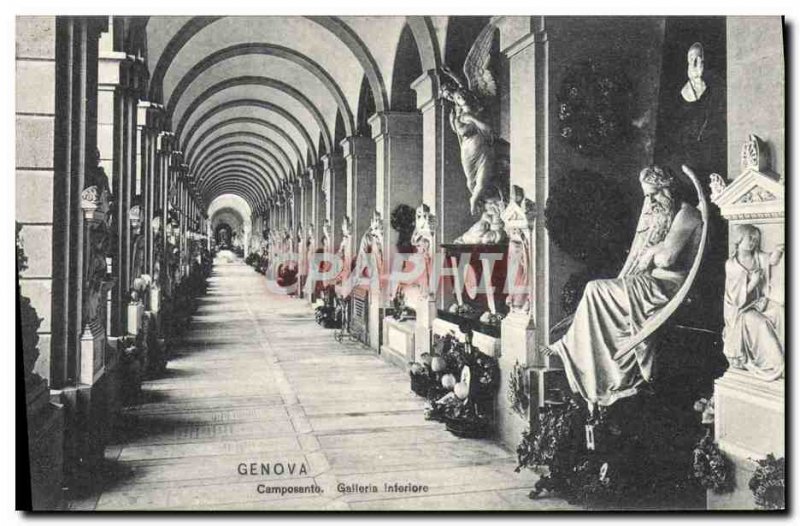 Old Postcard Genova Campasanto Galleria inferiore