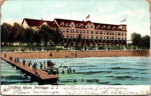 Postcard NY LI Patchogue Cliffton House beach scene