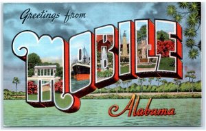 Large Letter Linen~ MOBILE, AL Alabama ~ c1940s Kropp  Postcard
