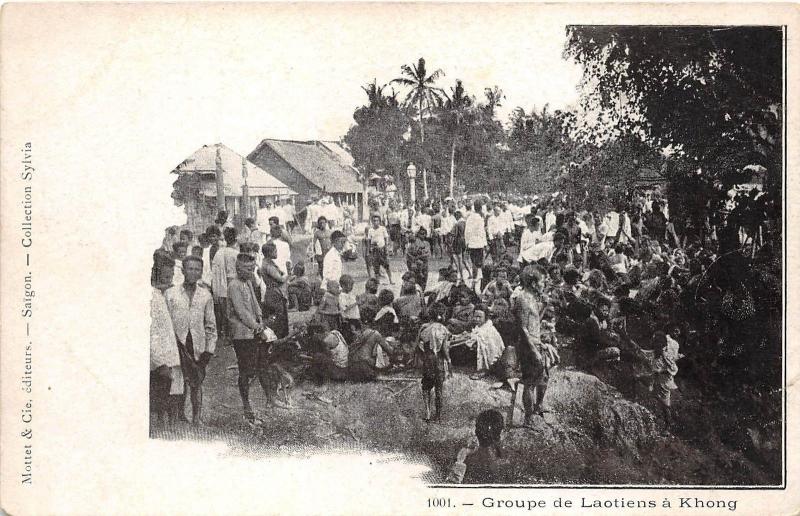 B86294 groupe de laotiens a khong child  lao laos indochina types folklore