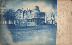 Mansion or Hospital??? Killbruck OH cancel 1908 Cyanotype Real Photo Postcard