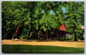 Fremont Ohio~Rutherford Hayes Home @ Spiegel Grove~EC Kropp Vtg Linen Postcard