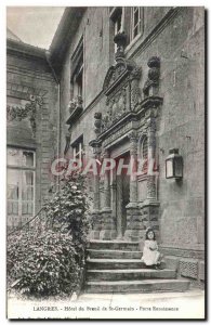 Old Postcard Langres Hotel du Breuil of St Germain Renaissance door Child