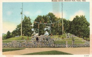 Vintage Postcard Monkey Island Mohawk Park Attractions Tulsa Oklahoma ONC. Pub.