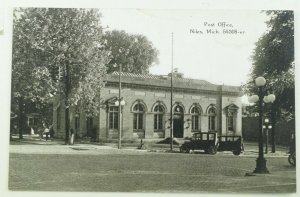 C.1910 Post Office, Niles, Mich. Cars Vintage Postcard F27