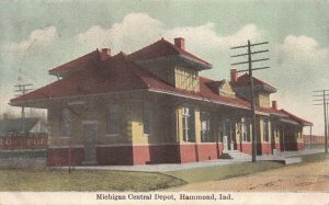 Postcard Michigan Central Railroad Station Depot in Hammond, Indiana~126612 