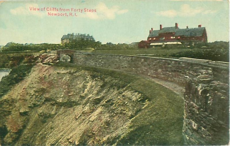 Cliff View from Forty Steps, Newport RI Postcard