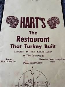 Hart's Restaurant that Turkey Built Meredith NH Menu