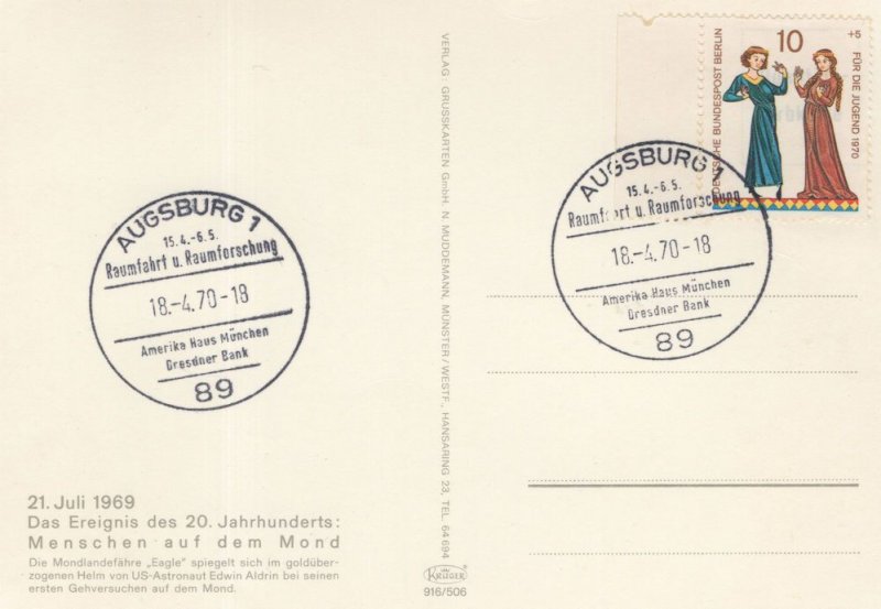 Augsburg First Men On The Moon Space Travel FDC German Postcard