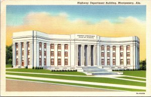 Highway Department Building Streetview Montgomery Alabama Linen Postcard 