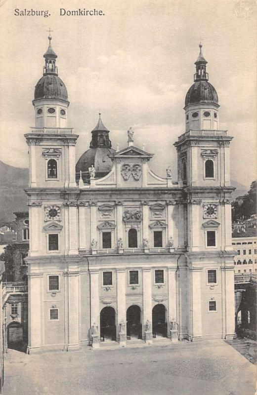 Salzburg Austria Domkirche Cathedral Entrance Exterior Antique Postcard K15349