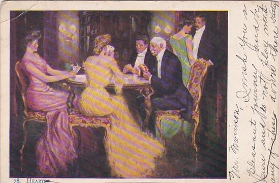 Romantic Couple Playing Cards Hearts 1906