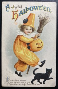 1916 Worcester MA Usa Picture Postcard Cover A Joyful Halloween