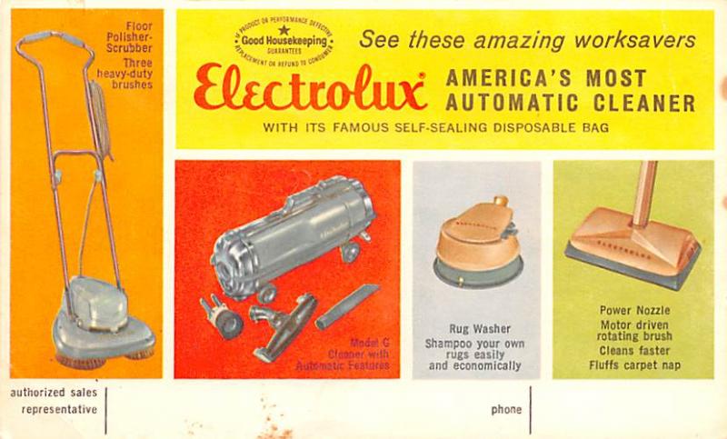 Advertising Post Card Electrolux Unused