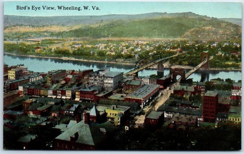 Wheeling West Virginia Postcard Birds Eye View City - 