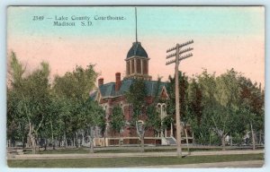 MADISON, South Dakota SD  Handcolored LAKE COUNTY COURT HOUSE 1910  Postcard