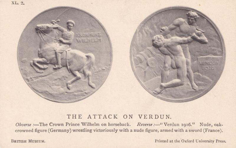 The Attack On Verdun WW1 Prince Wilhelm 1916 Medal German Military Postcard