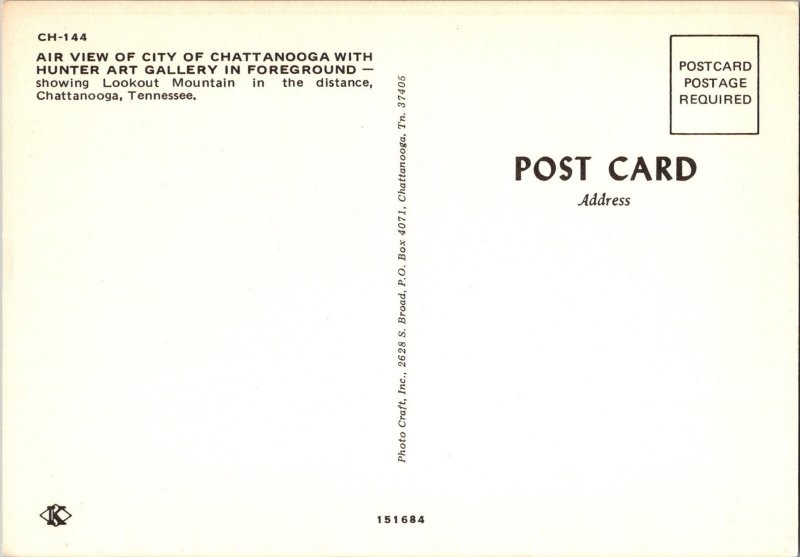 CHATTANOOGA Tennessee HUNTER ART GALLERY Postcard CE12