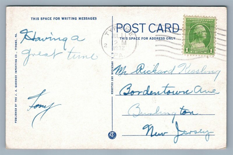 TYRONE PA ATHLETIC PARK & GOLF COURSE 1932 ANTIQUE POSTCARD