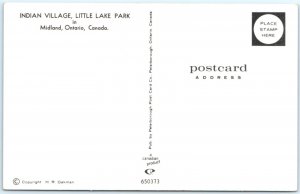 c1960s Midland, Ontario, CA Indian Village in Little Lake Park Postcard Vtg A133