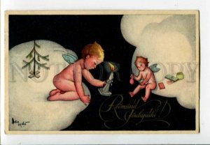 3098527 Winged ANGEL on Clouds as Snow Vintage NEW YEAR PC