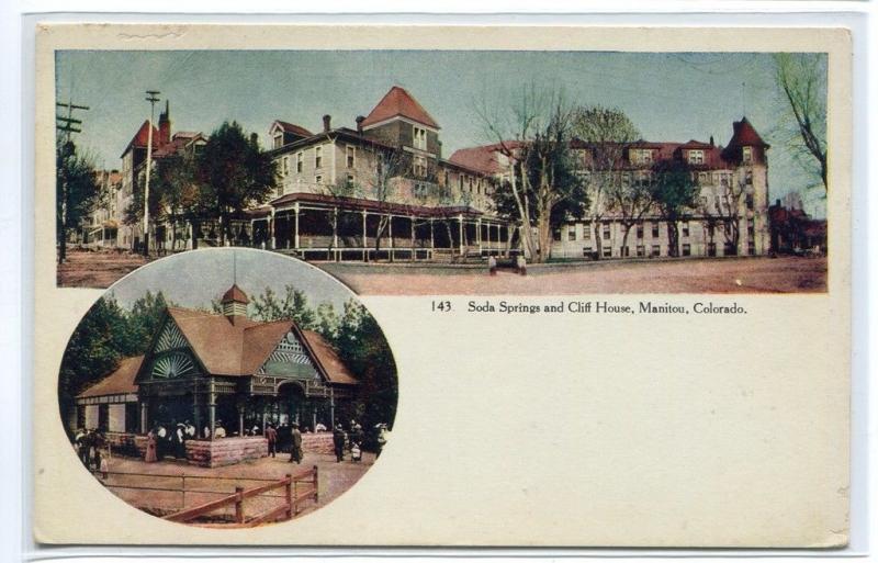 Soda Springs Cliff House Manitou Colorado 1910c postcard