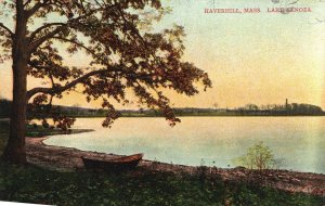 Vintage Postcard 1914 Lake Kenoza Boat Tree Scenic View Haverhill Massachusetts