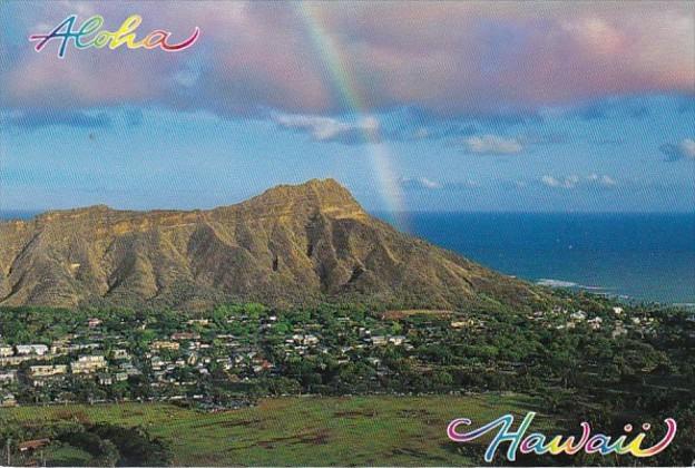 Hawaii Oahu Rainbow Over Diamond Head