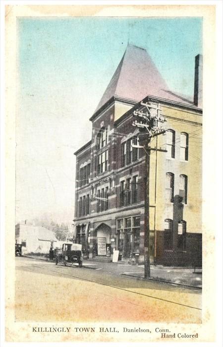 5304 CT Danielson 1915 Killingly Town Hall Hand Colored