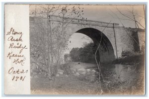 Stone Arch Bridge Cheshire Railroad Keene New Hampshire NH RPPC Photo Postcard 