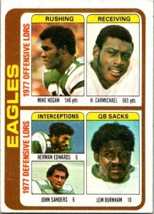 1978 Topps Football Card '77 Team Leaders Hogan Carmichael Sanders Eagle...