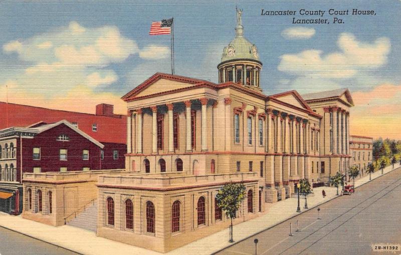 LANCASTER, PA Pennsylvania   COUNTY COURT HOUSE  Courthouse   c1940's Postcard