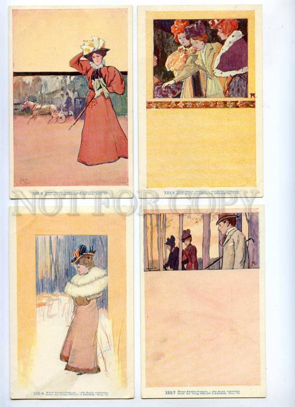 189345 Ladies by TK Set 10 cards ART NOUVEAU PHILIPP & KRAMER