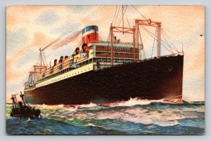 Vintage S.S. President Harding Linen Postcard United States Lines Ocean Liner