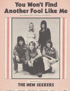 You Wont Find Another Fool Like Me The New Seekers 1970s Sheet Music