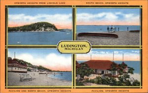 Ludington MI Epsworth Heights Multi-View Vintage Postcard