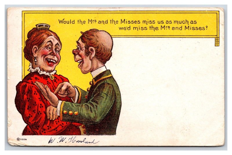 Comic Mrs and Misses Miss Us As Much As Miss The Mrs And Misses DB Postcard S3