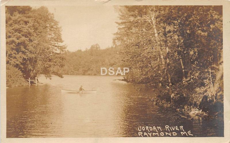 C52/ Raymond Maine Me RPPC Real Photo Postcard 1920 Jordan River Canoe