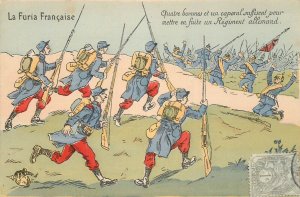 French army military humor comic caricature military soldiers charge uniform