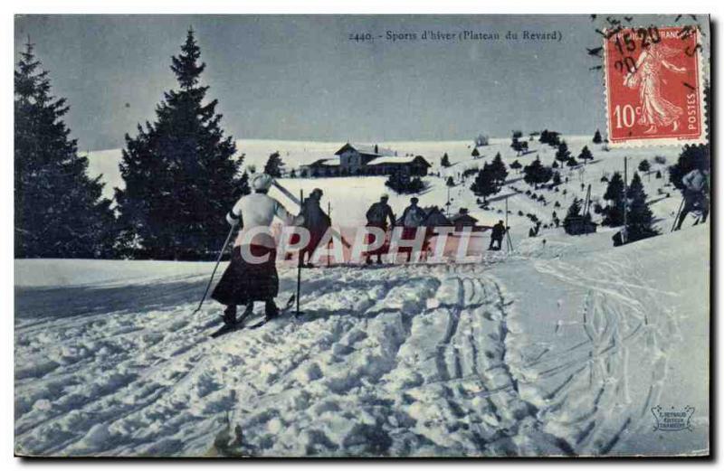 Old Postcard of Sports & # 39hiver Ski Plateau Revard